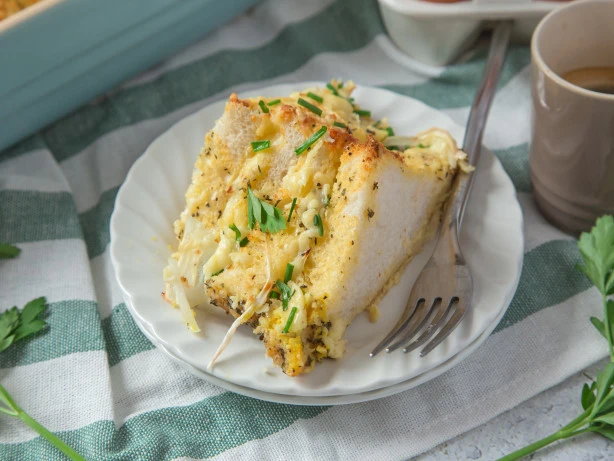 Cheddar Gorgeous! Savory Cheese and Onion Bread and Butter Pudding